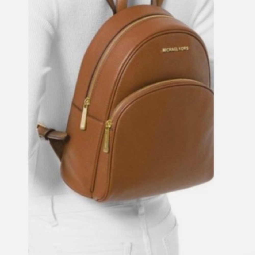 MICHAEL KORS Abbey Large Logo Backpack brown leather